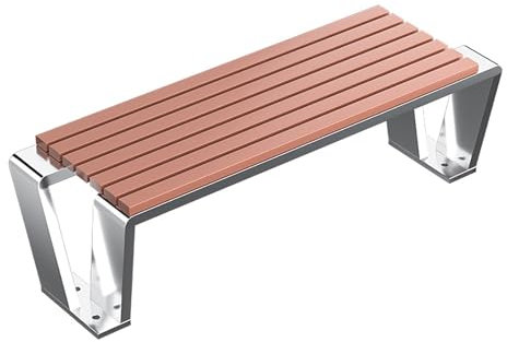 LMXRYPD Edelstahl-Gartenbank, Gartenbank Wetterfest, Holzbank, Sitzplätze 2-4 Personen, V-Förmige Basis, Ohne Rückenlehne, für Innenhof, Garten, Freizeitplatz(150cm/59in)