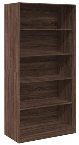 vidaXL Kleiderschrank, Garderobenschrank mit 5 Fächern, Kleiderregal Schrank für Schlafzimmer, Flurschrank Garderobe Dielenschrank, Braun Eiche-Optik Holzwerkstoff
