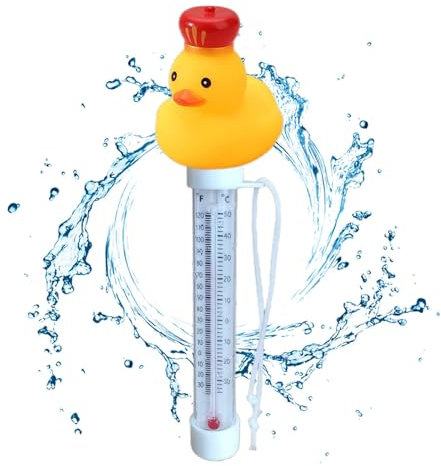 Schwimmender Pool-Thermograf, Badewasser-Thermograf, Badewasser-Thermograph, Cartoon-Enten-Schwimmdusche, Thermograph für den Innen- und Außenbereich, mit Schnur befestigt, für Spa, B