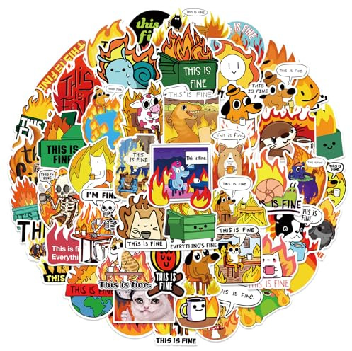 LYunMu This is Fine Dog Aufkleber Dog Sticker Set 50 Stücke Niedlich Deko für Auto Laptop Skateboard Fahrrad Moped Motorrad Fahrrad Computer,Geeignet für Erwachsene Kinde