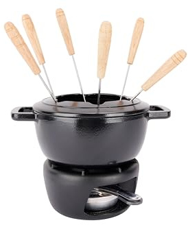 Cosy & Trendy Service à Fondue en Fonte FONTESTIC, Noir, D18 cm, 6 Personnes
