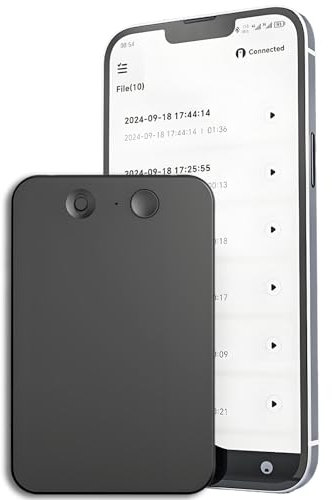 Grabadora de voz AI, grabadora de voz digital magnética para teléfono móvil, admite transcripción de audio gratuita y resumen de texto, memoria de 64 GB, aplicable a conferencias, llamadas,Negro