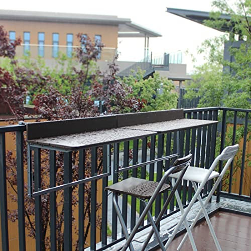 JXIPANUL Klappbarer Beistelltisch für den Außenbereich, Balkon-Stehtisch für Geländer, zusammenklappbarer Balkongeländer-Hängetisch, Balkon-Schreibtisch, verstellbare, an der Wand montierte