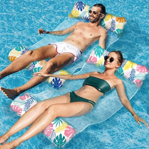 Elidepe Materassino Mare, Amaca Galleggiante 2 Pezzi, Materassino Gonfiabile Mare 4 In 1, Materassino Piscina XL, Amaca Gonfiabile Mare, Amaca Gonfiabile Piscina Poltrona Galleggiante Piscina