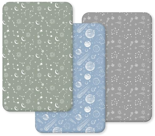 Unnivoll Baby Spannbettlaken 55x90 cm Kinderbett, 3er Pack Bettlaken Für Beistellbett, Atmungsaktives Weiches Mikrofaser Spannbetttücher