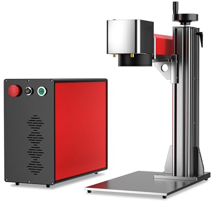 OMTech 30W Fiber Laser Engraver, LightBurn Compatible MOPA Laser Marking Machine with Red Dot Guide for Metal Color Marking, 7x7 Solid State Laser Marker Etcher for Aluminum Gold More