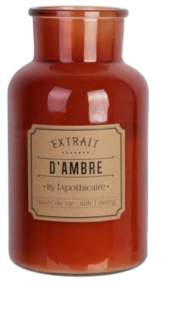 Vela de farmacia extragrande de lujo, aroma ámbar, 26 cm de alto, hecha a mano en vaso de cristal clásico, 110 horas de combustión, color rosa oscuro