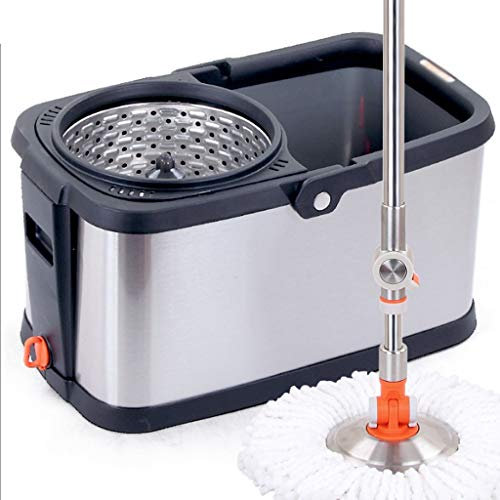 Msuiiixcccc Cubo de fregona - Fregona rotativa Cubo de fregona de Acero Inoxidable Lavado a Mano Gratuito Hogar Automático Good God Drag Cubo de fregona
