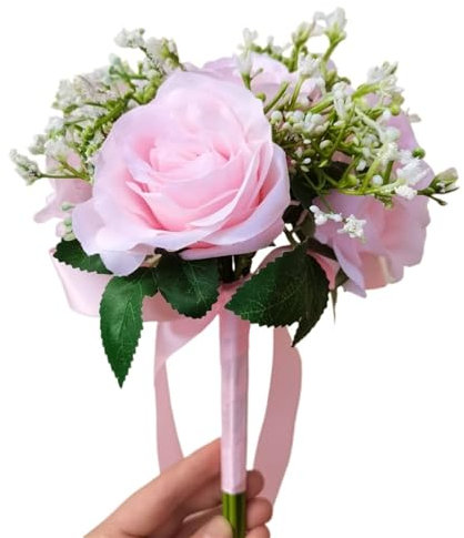 Hochzeit Bouquet Braut Rosenstrauß Hochzeitsbedarf Brautjungfer Rose Sbreath Bouquet Blumenarrangement DIY Home Party Prom Dekoration KüNstlicher Blumenstrauß FüR Die Hochzeit(Light pink white)