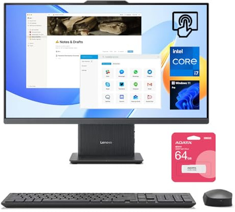 Lenovo IdeaCentre Pro 27 AIO Business Desktop, FHD 100Hz Touchscreen, Intel Core i7-13620H, 32GB DDR5 RAM, 1TB SSD, Wireless Charging Pad, Wireless KB & M, Win11 P, Bundle with ADATA 512 External SSD