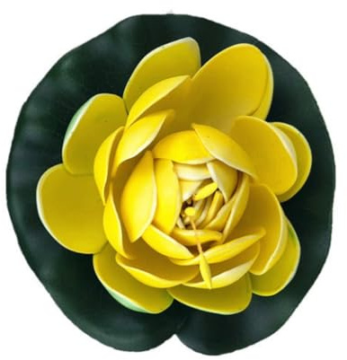 5 Stück Gefälschte Schwimmende Blumen Lotus Seerose Pflanzen, Simulierter Seerosen lotus, Künstliche Blumen, Lebensechte Seerose, Landschaft für Teich, Garten, Dekoration, Mikro (10cm,gelb)