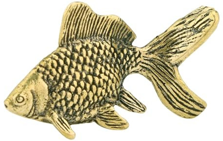 Messingornamente, 3,9 x 1,9 cm, Messing-Karpfen, kleine Statue, Ornament, Kupfer, handgefertigt, antikes Tier, Miniaturfigur, Büro-Schreibtisch-Dekoration