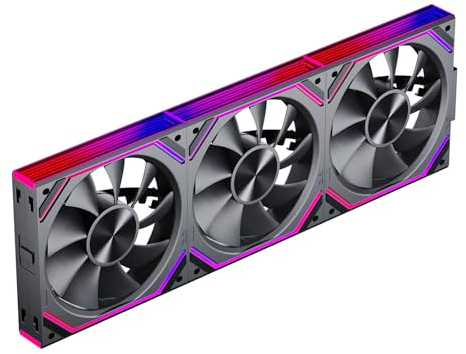 TZMRIT Interstellar-V2RS ARGB PWM PC-fläkt 120 mm, 1 850 RPM/68 CFM luftflöde, tusensköna kedja UNI modulär en kabelanslutning, framåt och omvänd bladdesign, trippelpack (BK)