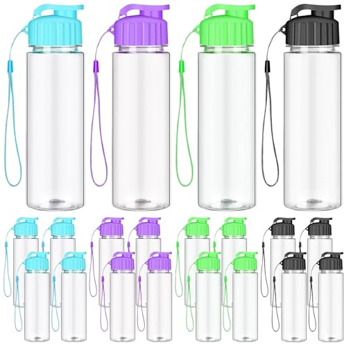 YFNVH 20 Stück Klare Trinkflaschen aus Kunststoff für Kinder 500ml Sport-Wasserflaschen Auslaufsichere Plastikwasserflaschen mit Trageschlaufe für Schule, Sport, Reisen, Fitness