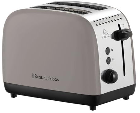 Russell Hobbs 2 Slice Toaster, Toasters, Bread Toaster [Fast Toasting, Frozen/Cancel/Reheat Functions with Lift & Look] Classics Mocha (Longer slots, High lift lever, Crumb tray, Cord storage) 26931