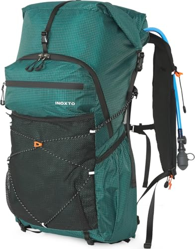 IX INOXTO Wanderrucksack für Damen und Herren, 30 l, wasserdicht, Camping-Rucksack mit 3 l Wasserblase und Regenschutz, leicht