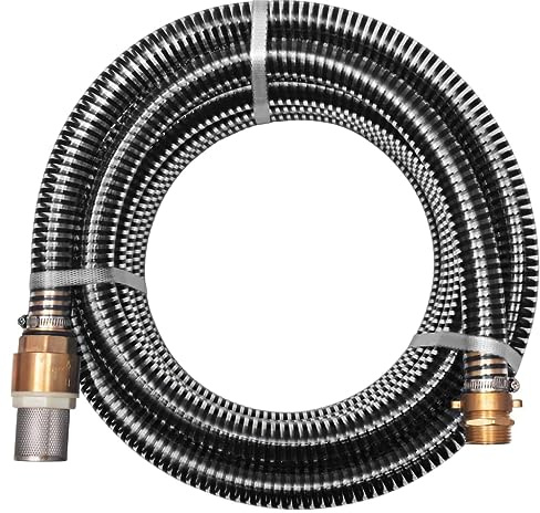 Tuyau d'arrosage et d'irrigation pour pelouse et jardin - Tuyau d'aspiration avec connecteurs en laiton - 4 m x 25 mm - Noir
