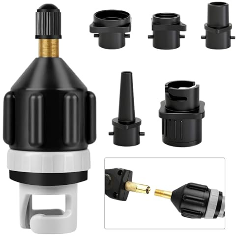 CUVZORA SUP Ventil Adapter mit 4 Stück Gasdüse Inflatable, Universal Ventiladapter für SUP und Schlauchboot, Schnelle Sichere Aufpumpung, für Kajaks, Stand Up Paddle Board, Schwimmringen