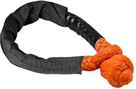 Zymoplas Manille souple avec housse de Anneau de mousqueton solide Tirez 38 000 lb Cordes remorquage portables pour tout-terrain, Orange