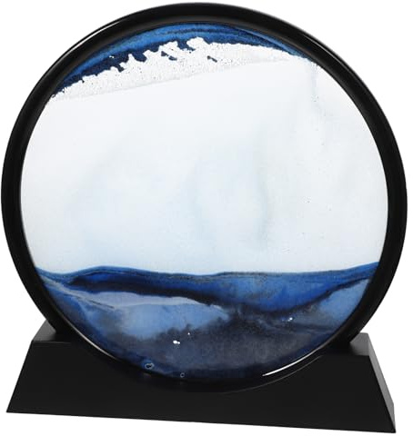 Milisten Sablier Décoratif 3d En Sable En Mouvement Pour Bureau Et Maison Cadre Noir 30 Cm Art Du Sable Liquide Dynamique Apaisante Objet Déco Relaxant