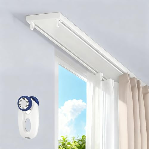 Silent Curtain Track Double-row Ceiling Mounted Aluminum Alloy Curtain Rails System Slider for Hospital Bedroom Kitchen White 1m(3.3ft)