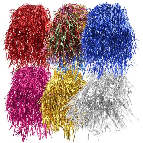 Toddmomy 6pcs Foil Tinsel Party Wigs Hair Wigs Funny Fake Hair for Costume Party Christmas Masquerade Holiday Event