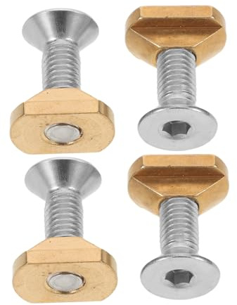 Toyvian Hydrofoil Mounting T-nuts and Brass Screws Set M6, Surfboard Track Replacement Hardware Kit, Small Brass Bolts and Nuts for Wing Foil and Sup Foil Boards