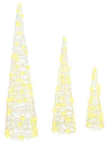 vidaXL Árbol de Navidad 3 uds. cálido 20 x 20 x 80 cm Acrílico 90 LED