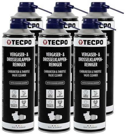 TECPO Limpiador de carburadores y válvulas de mariposa, 6 x 500 ml, disolvente AGR, limpiador de válvulas de carburador, inyectores, limpiador de boquillas