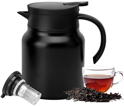 Thermoskanne mit Teesieb Tee Thermoskanne 1L mit Filter für Tee Milch Kaffee