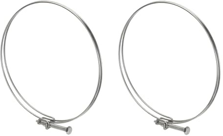 sourcing map 2 Pcs Double Wire Hose Clips 190-200 mm 304 Stainless Steel Adjustable Wire Pipe Tube Clamps with M8 Screw Plumbing Joint Fastener for Dust Collection Pool Pond, Silver
