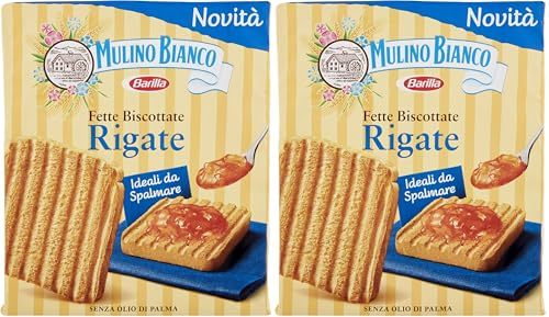Mulino Bianco Fette Biscottate Rigate, Senza Olio di Palma, Ideali da Spalmare, 315 g (Confezione da 2)