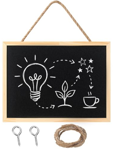 Kreidetafel zum Aufhängen, 40x30 cm Blackboards, Black Boards mit Holzrahmen, Wandtafel Küche Bad Notizen Mitteilungen Schultafel, Schwarz