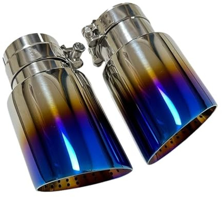 Tuyau D'échappement 1 Pièce De Silencieux D'échappement En Acier Inoxydable, Nid De Guêpe Bleu Rôti, Bouche De Trompette De Grand Diamètre, Pièces Automobiles(60mm-101mm)