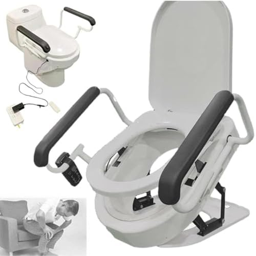 Rialzo Elettrico per Sedile WC,Rialzo per Sedile WC,Sollevatore Elettrico per Sedile WC con Maniglia Sollevamento,Funzione Asciugatura,Carico Massimo 330 Libbre,WC Elevato con Telecomando