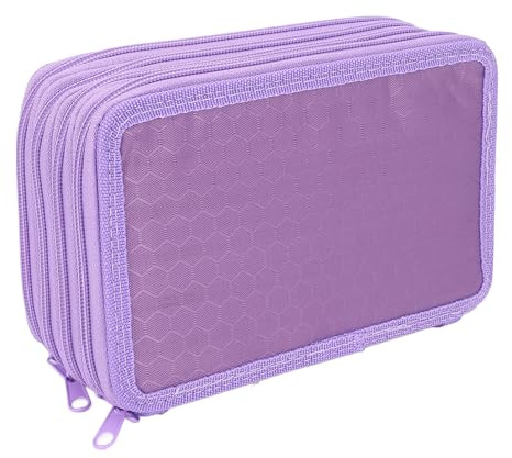 Oxford pennfodral Bärbar tygpåse i ren färg 72 fack Organiserare 4 fack Bärbara akvarellborstar Omslagsväska för konstnärer Studenter Proffs Oxfordduk 20 x 13,5 cm (Purpur)