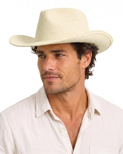 Zylioo Cowboy Strohhut XXL Hut Herren Damen Sommer Sonnenhut Großen Kopf UPF50+ UV Schutz Sonennschutz Stroh Sommerhut
