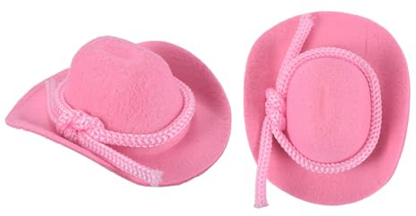 PATIKIL 2 Stück Mini Cowboy Hüte Rosa Miniatur Western Cowboy Hut Kleine Puppenhaus Accessoires