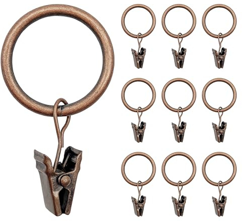 40 stycken gardinringar med klämmor 25 mm gardinkrokar metall duschdraperi gardinkrokar för ringar badrum dekorativa metallringar för gardiner och gardinstänger
