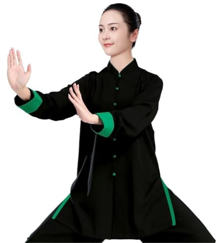 XUCZHAI Tjock Tai Chi-dräkt i bomull och linne, mellanlånga träningskläder för herr dam (L)