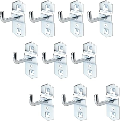 TLDBATICE Hålväggskrok, 50 mm stormarknad hyllkrok, metall verktygshållare, tung kvadrat hålplåt, verktygsvägg, arrangör för garage, hyllor, verkstäder, detaljhandel (10 stycken)