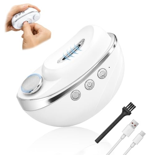 Elektrischer Nagelknipser 3-in-1, Nagelschneider Elektrisch mit LED Licht, Schneiden Feilen & Polieren, Extra Leise, Nagelreste Auffangfach, USB Wiederaufladbar,für Senioren Dicke Nägel, Upgrade-Beige