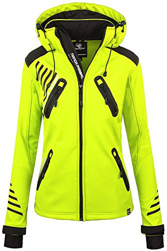 Rock Creek Damen Softshell Jacke Outdoorjacke Windbreaker Übergangs Jacke - Neongelb - 48/3XL