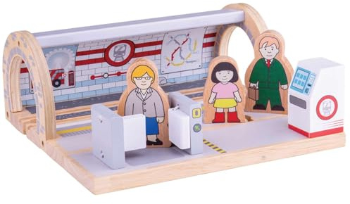 Bigjigs Rail Wooden Underground Train Station - Bigjigs Train Accessories Station for Wooden Train Set , Compatible with other Major Train Sets & Wooden Railways