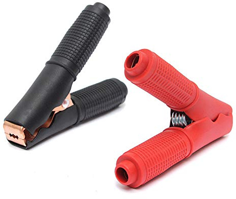 Clip de cocodrilo, pinzas de cocodrilo grandes, 2 unidades, rojo + negro para coche, proyectos eléctricos, probador de voltaje