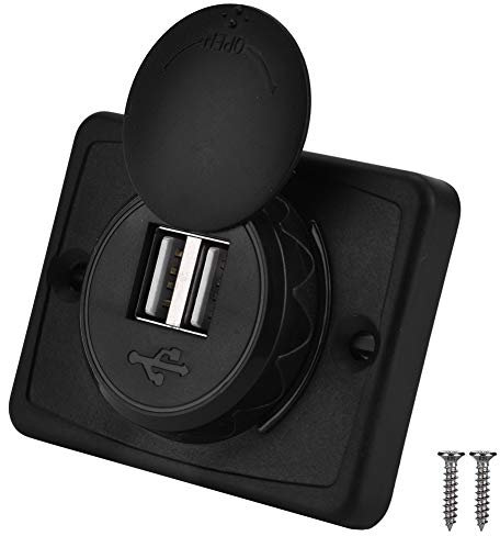 Suuonee Dual USB Autoladegerät, 3.1A Auto Dual Black ABS USB-Anschluss Ladegerät Steckdose 12V LED Wasserdicht