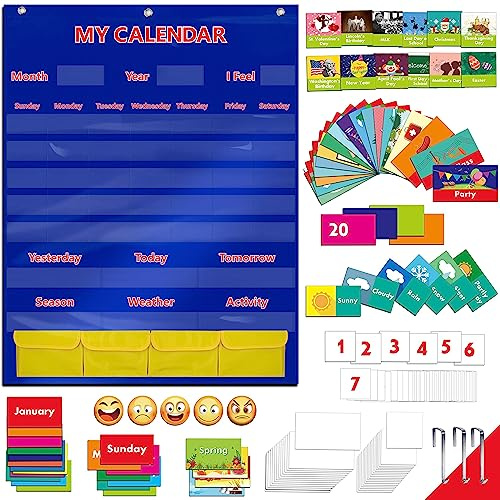 Calendario e tabella tascabile meteo con 148 schede (108 schede attività illustrate, 40 schede flash cancellabili a secco e 3 ganci, 71cmx90cm, versione inglese)