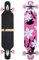 Flex3 bis 68kg - Camber Longboard (Flex3 bis 68kg, pink Flower LED - Ahornholz)