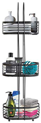 HINCH Non Rust 3 Tier Free Standing Shelf Shower Bath Caddy Toilet Organiser Vintage Design Storage Rack Bath Organizer - Dark Grey