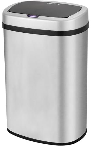 display4top Stainless Steel Automatic Touchless Kitchen Bathroom Sensor Bin,Trash Can,Touch Bin (58LRound)